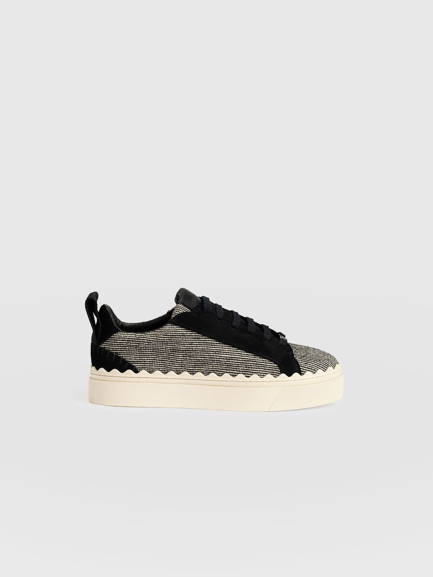 Brook Scallop Sneaker - Black Linen - Women's Shoes | Saint + Sofia® USA